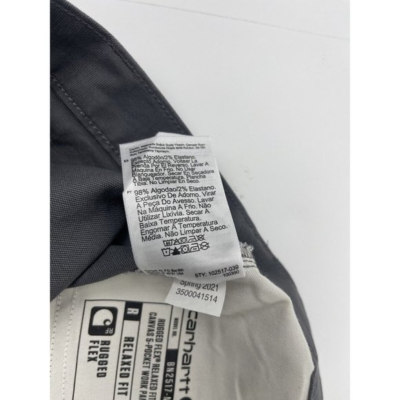 Carhartt Mens 42x34 Work Pants Rugged Flex Relaxed Fit Canvas Gray 5-Pocket - Picture 9 of 9
